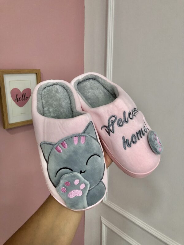 Pantufla gatito gris