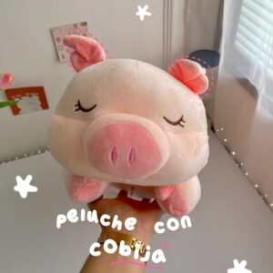 Peluche con cobija cerdito con alas