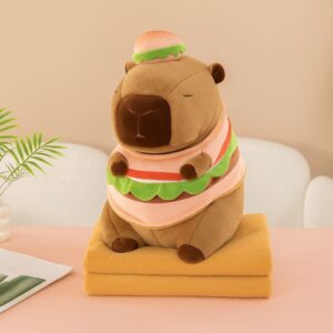 Peluche con cobija capybara hamburguesa
