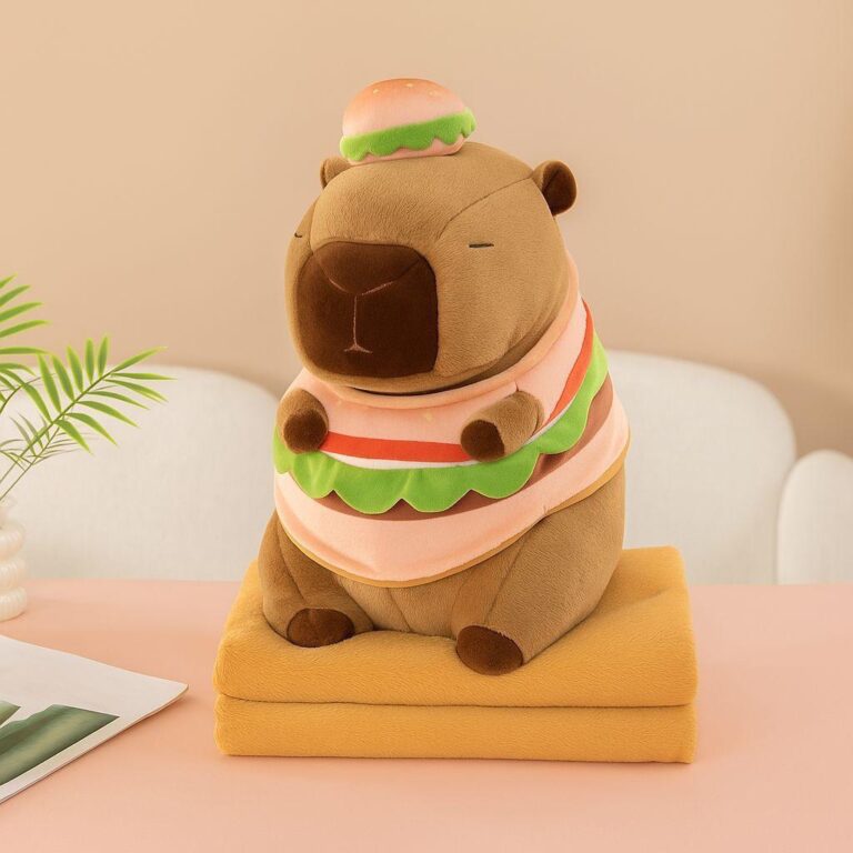 Peluche con cobija capybara hamburguesa