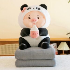 Peluche con cobija cerdito panda