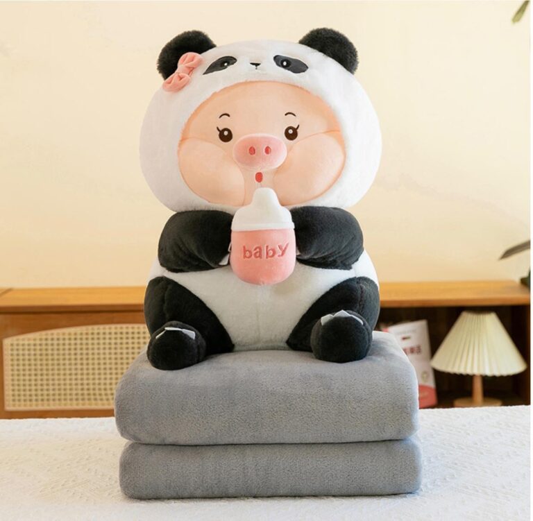 Peluche con cobija cerdito panda