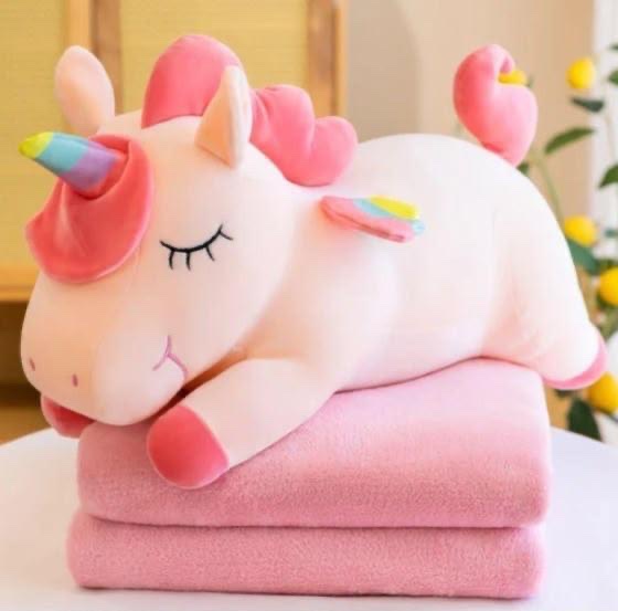 Peluche con cobija unicornio